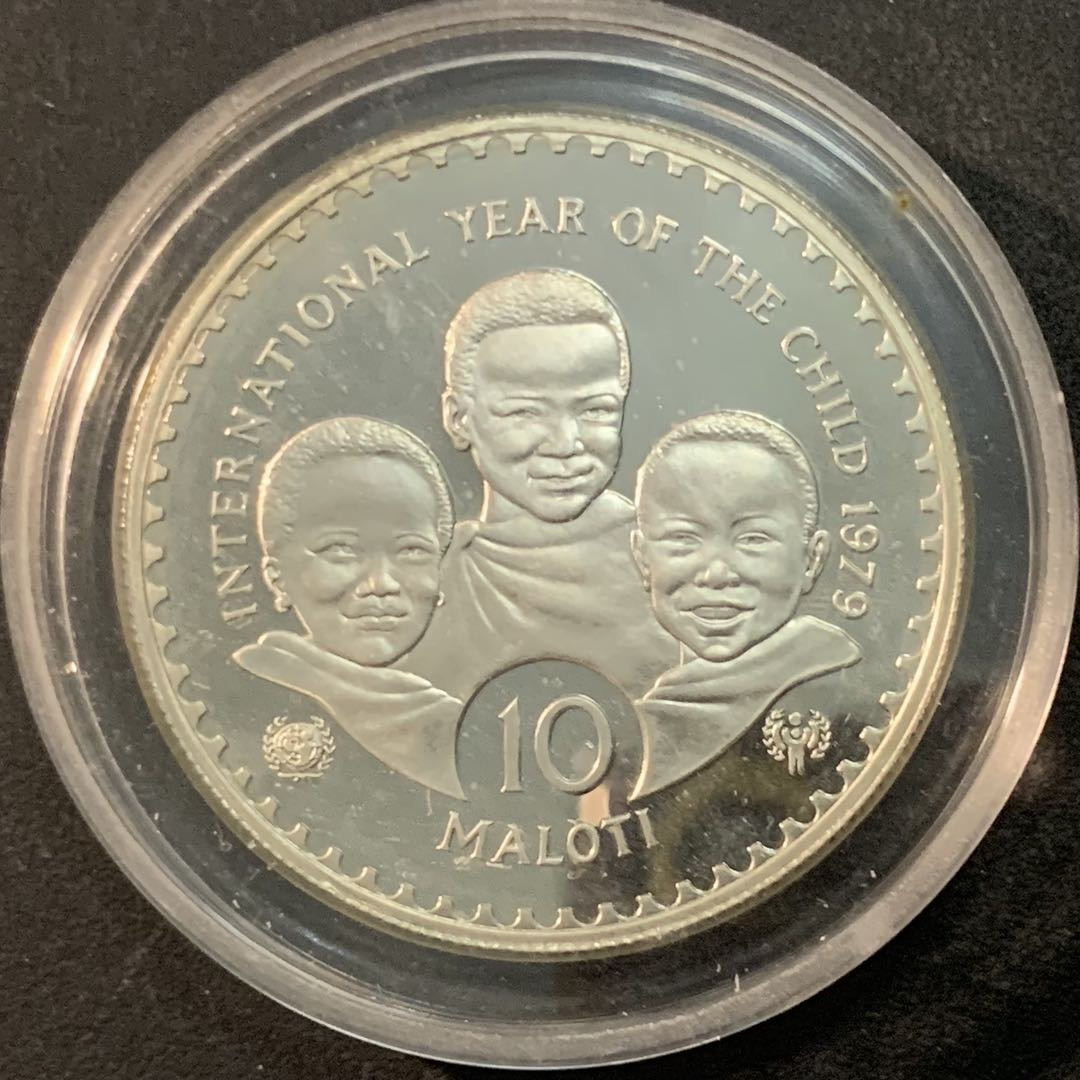 紫瑗钱币—微拍第66期  莱索托 1979年 国际儿童年 10马落蒂 33.4克 0.925银 精制