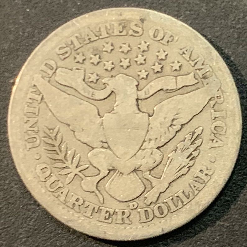 紫瑗钱币—微拍第66期  美国 1908年 巴贝尔 25美分 6.25克 0.9银