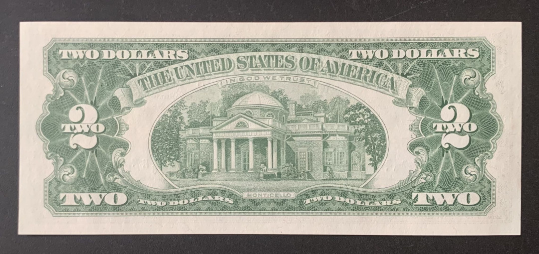 紫瑗钱币—微拍第67期—纸币场 美国 1963年 托马斯·杰斐逊 2美元 红印 UNC P-382a