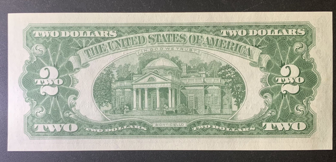 紫瑗钱币—微拍第67期—纸币场 美国 1963年 托马斯·杰斐逊 2美元 红印 UNC P-382a