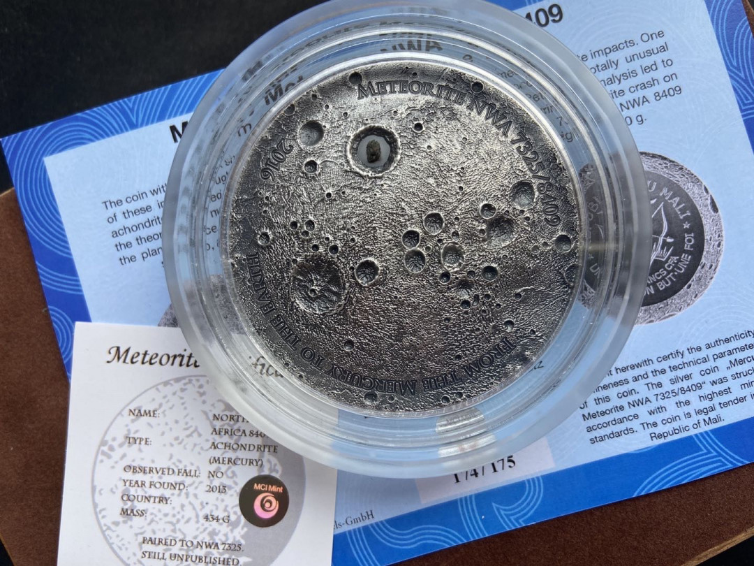 【币观天下】第108期钱币拍卖【520专拍】 【马里】马里水星陨石5oz大银币【稀少限量175】