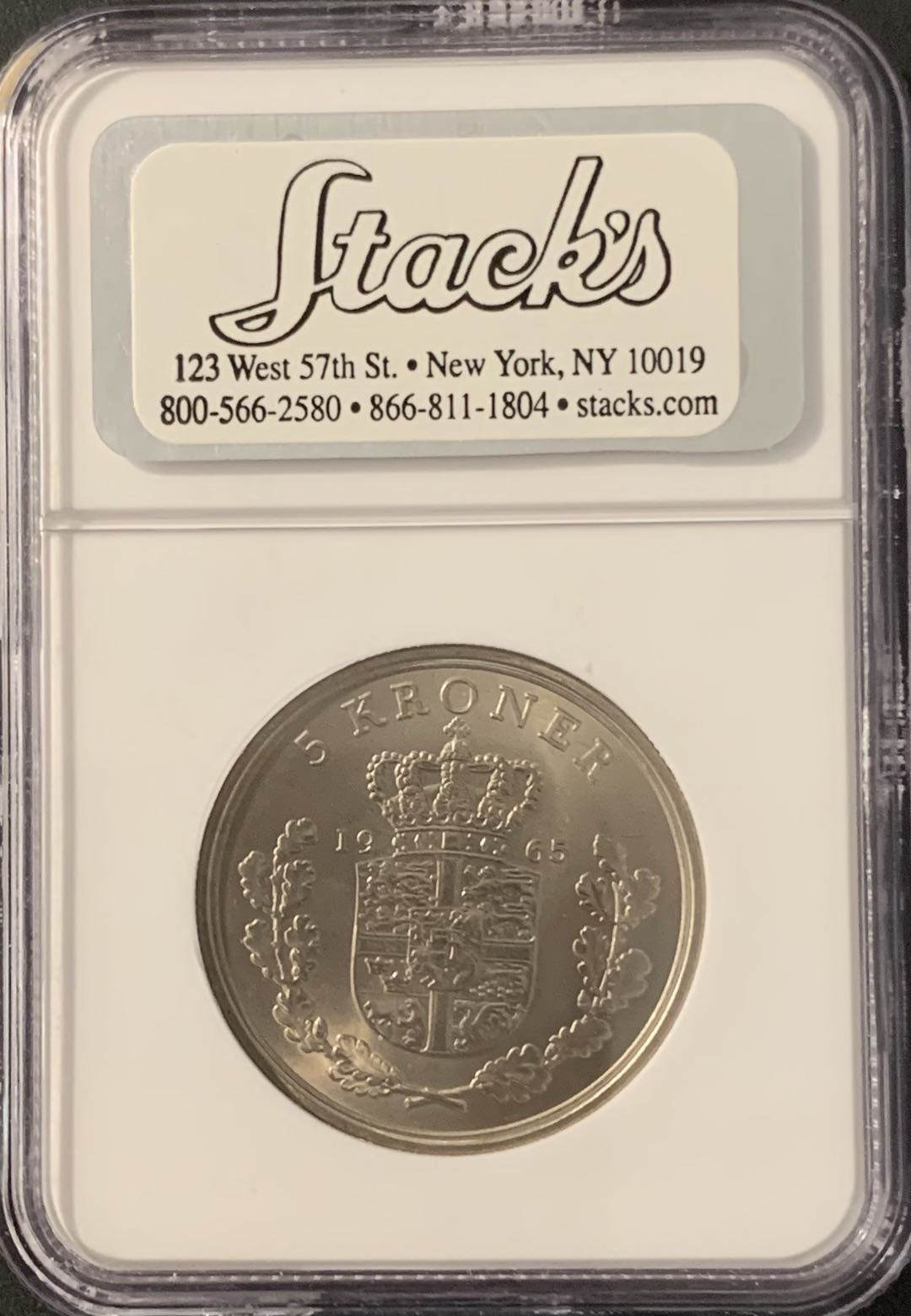 紫瑗钱币—微拍第68期  丹麦 1965年 5克朗 NGC MS66