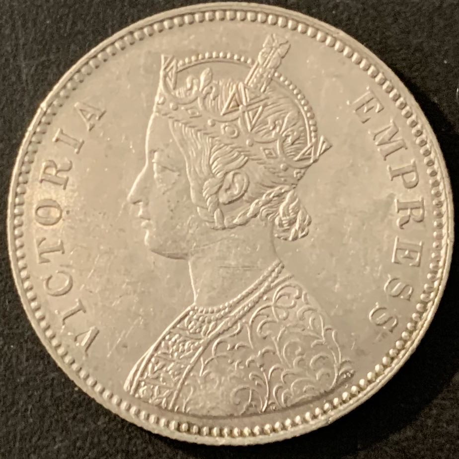 紫瑗钱币—微拍第68期  英属印度 1880年 维多利亚 1卢比 11.67克 0.917银 UNC