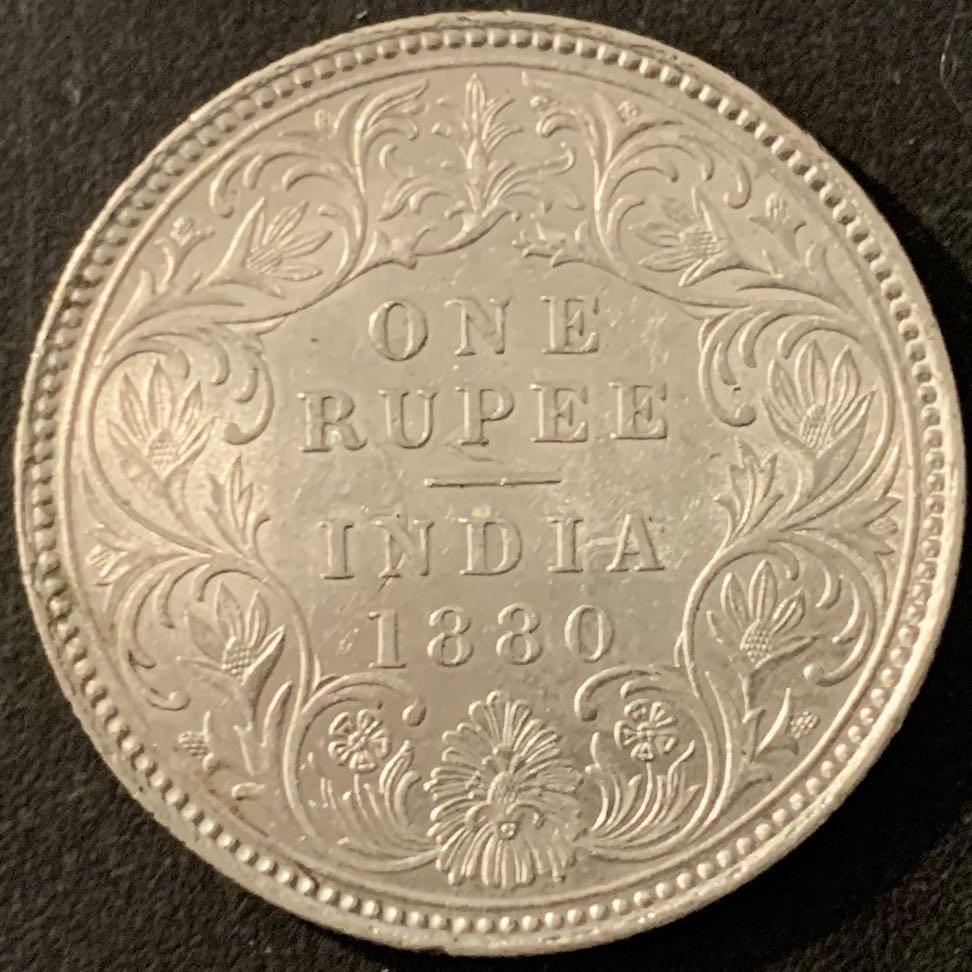 紫瑗钱币—微拍第68期  英属印度 1880年 维多利亚 1卢比 11.67克 0.917银 UNC