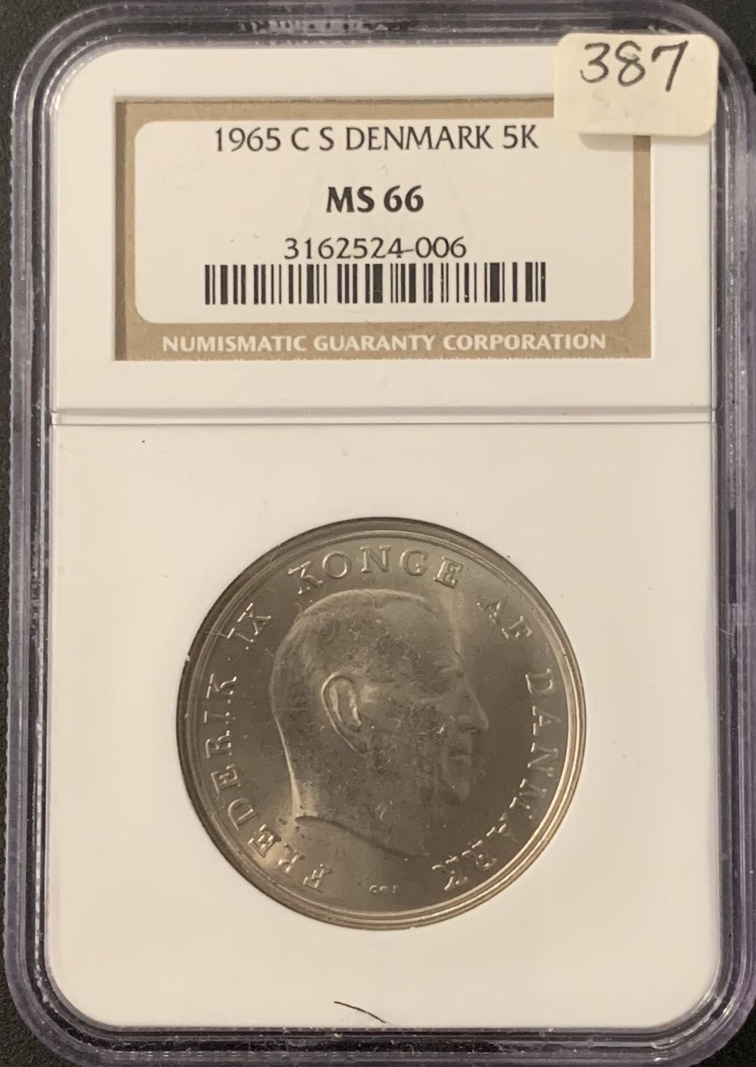 紫瑗钱币—微拍第68期  丹麦 1965年 5克朗 NGC MS66