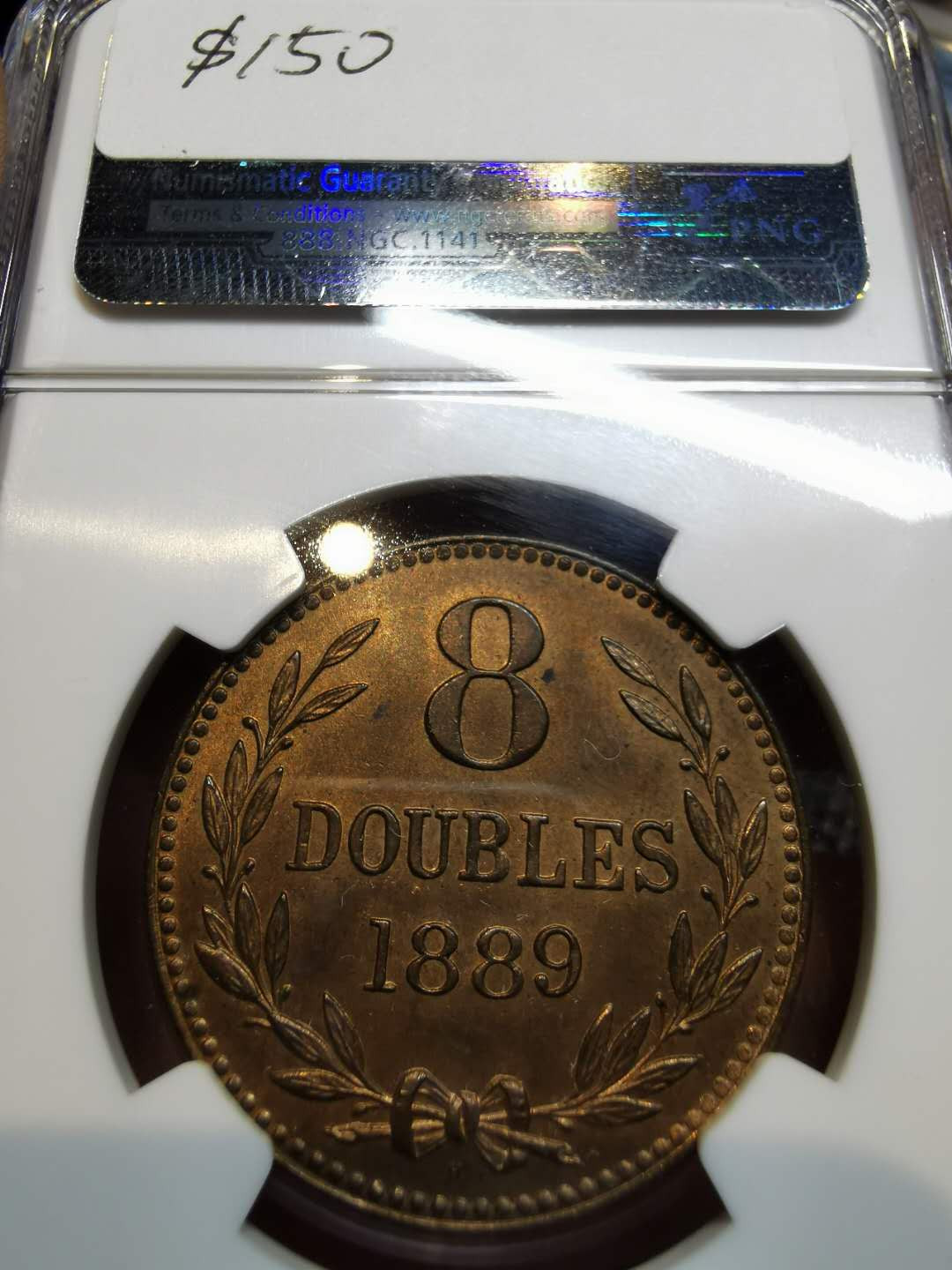 凡希社世界钱币微拍第一百二十一期 1889H根西8道布大铜NGC-MS65