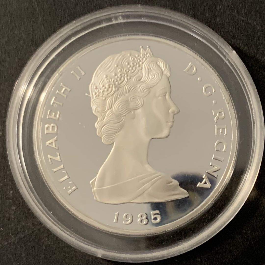 紫瑗钱币—微拍第68期  特克斯与凯恩斯  1985年 国际妇女年 10克朗 23.28克 0.925银 精制