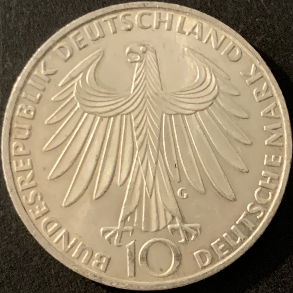 紫瑗钱币—微拍第68期  德国 1972年  G厂 慕尼黑奥运会 人物 10马克 15.5克 0.625银