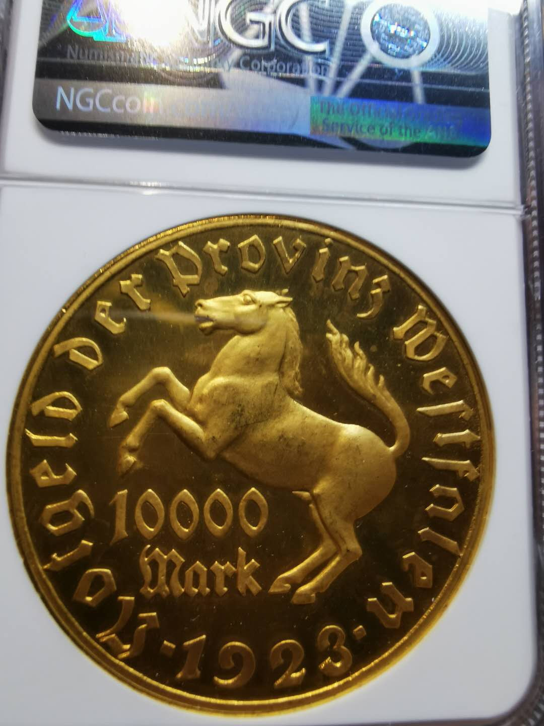 凡希社世界钱币微拍第一百二十一期 1923威斯特伐利亚马币10000马克NGC-MS64镀层光亮完美！