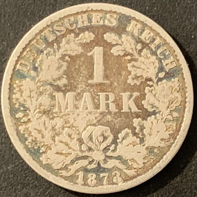 紫瑗钱币—微拍第68期  - 德国 1873年 C厂 短翅  1马克 5.5克 0.9银