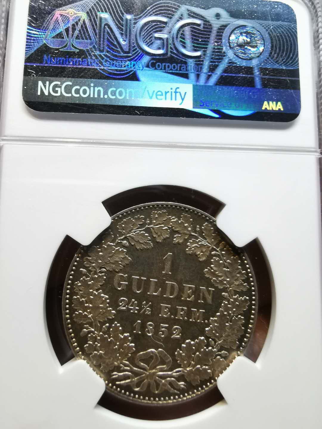 凡希社世界钱币微拍第一百二十一期 1852霍亨索伦普鲁士GULDEN NGC-UNCD