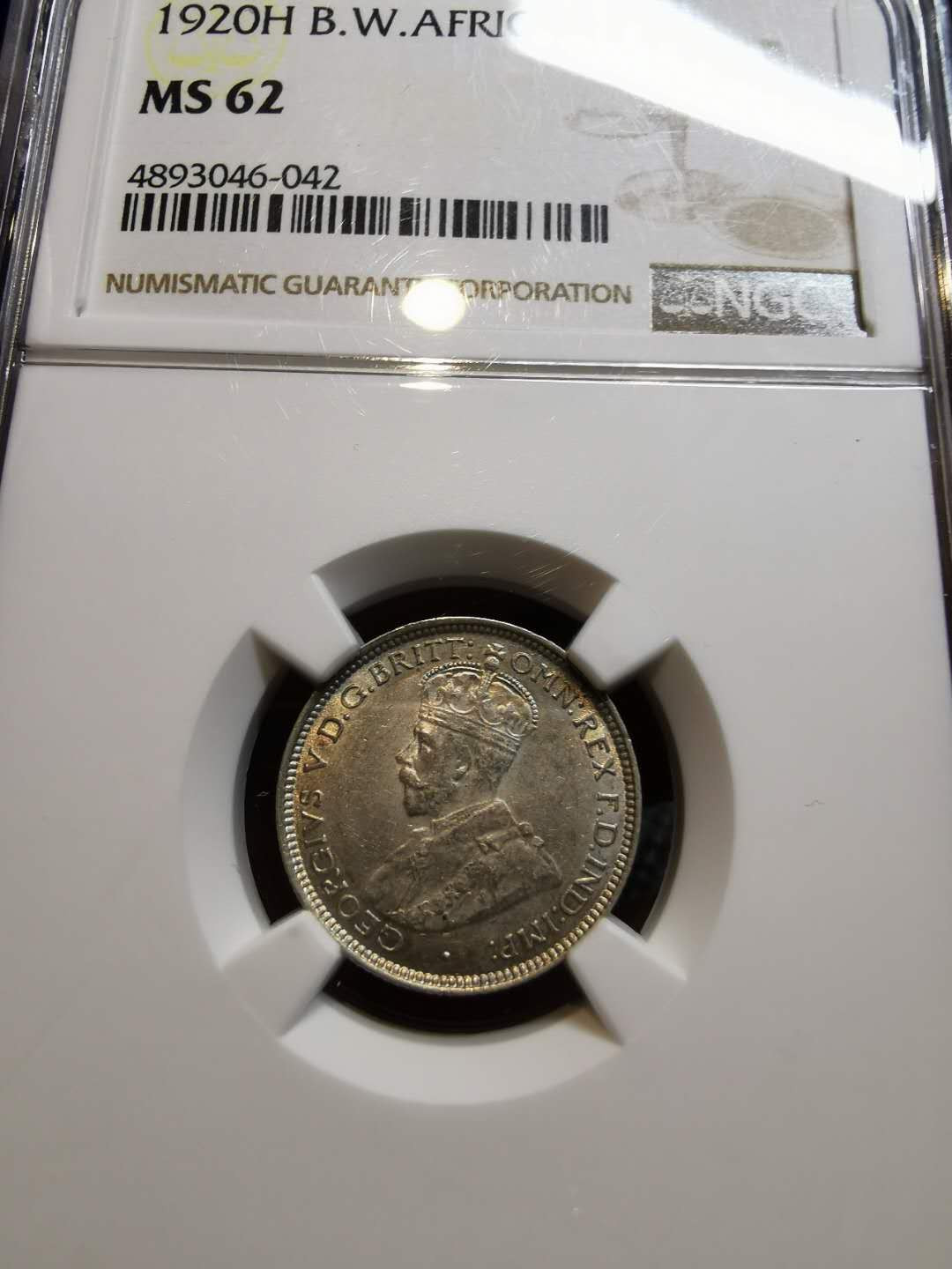 凡希社世界钱币微拍第一百二十一期 1920H英属西非6便士NGC-MS62少见厂版一年型！