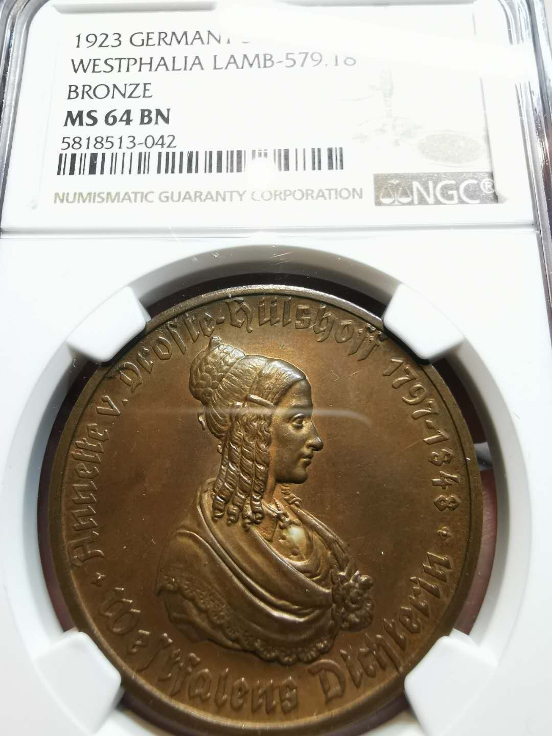 凡希社世界钱币微拍第一百二十一期 1923威斯特伐利亚女头像500马克NGC-MS64