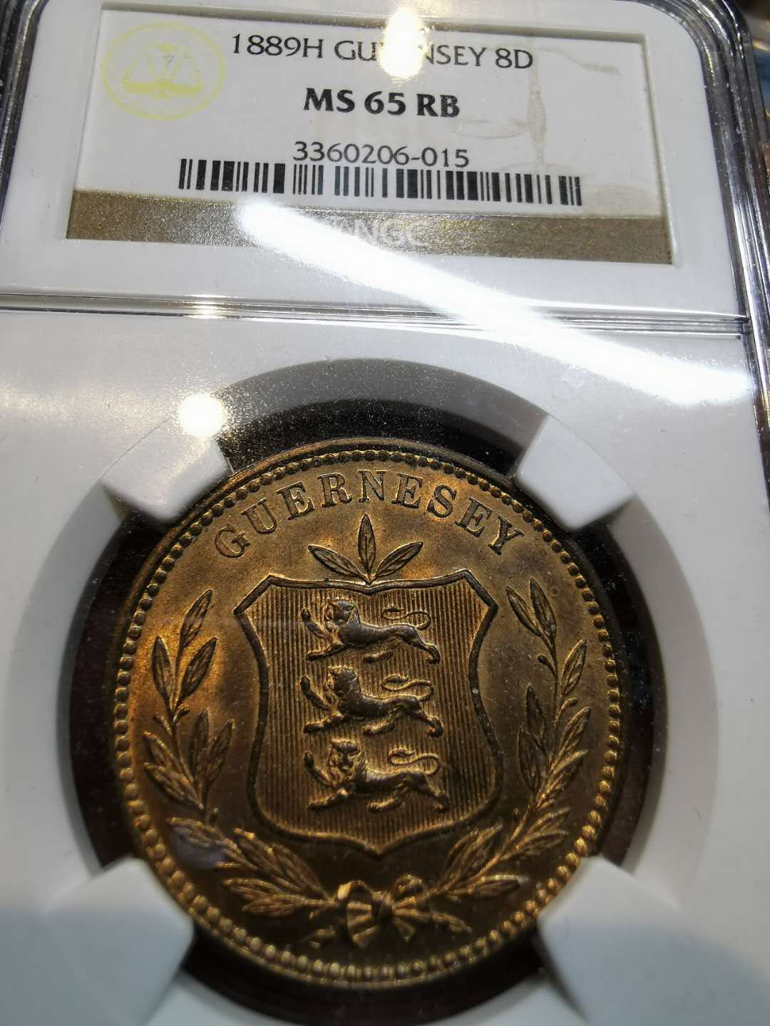 凡希社世界钱币微拍第一百二十一期 1889H根西8道布大铜NGC-MS65