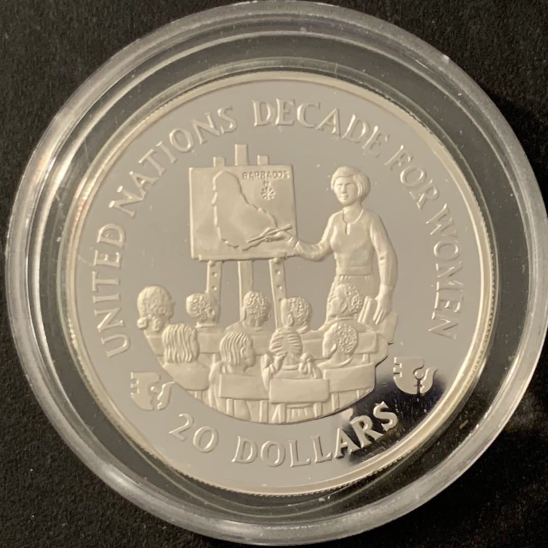 紫瑗钱币—微拍第68期  巴巴多斯 1985年 国际妇女年 20元 23.33克 0.925银 精制