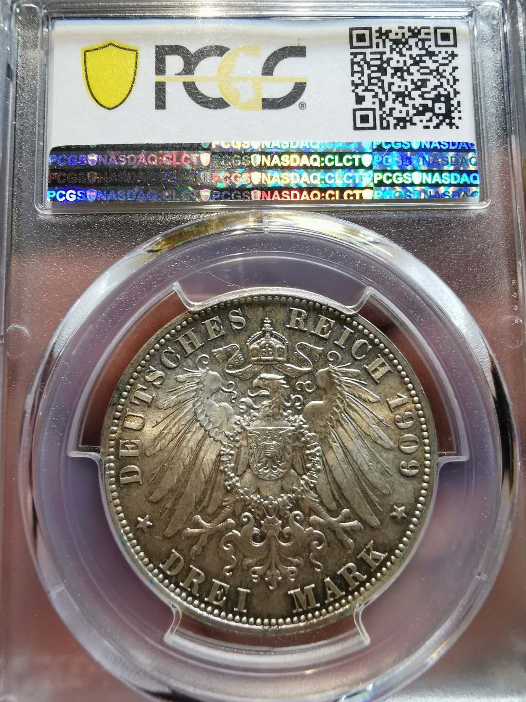 凡希社世界钱币微拍第一百二十一期 稀！1909吕贝克双头鹰3马克PCGS-MS67冠军分！
