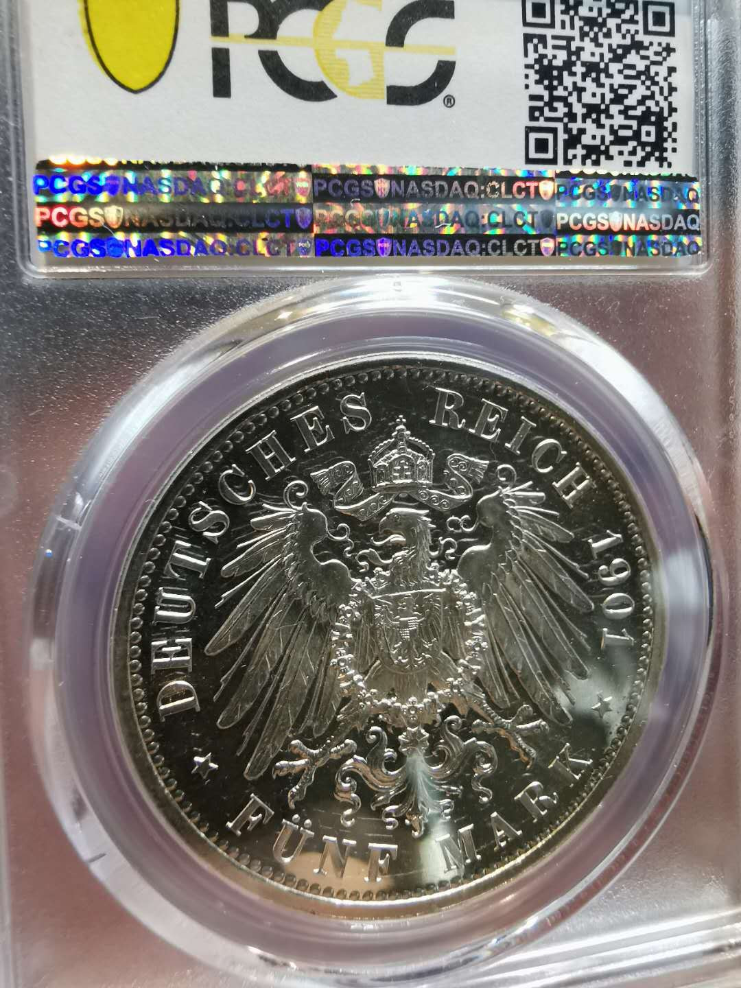 凡希社世界钱币微拍第一百二十一期 荐！1901普鲁士精铸5马克PCGS-PF65CAM浮雕与镜面！