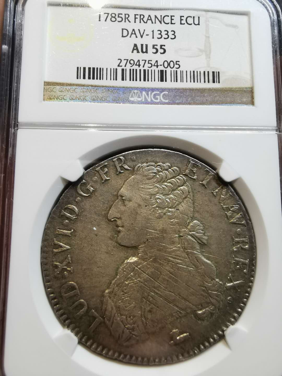 凡希社世界钱币微拍第一百二十一期 1785法国路易十六埃居大银NGC-AU55