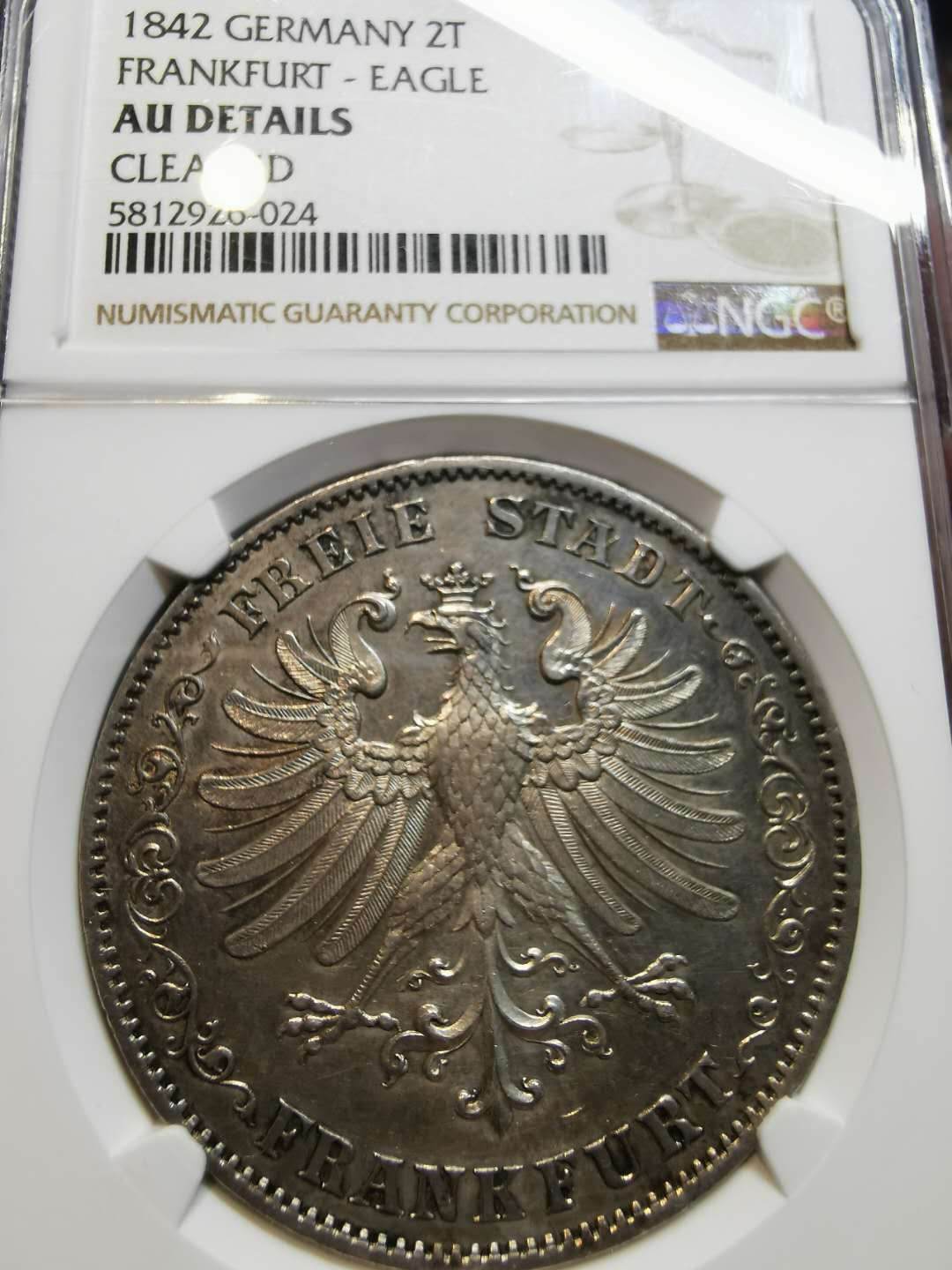 凡希社世界钱币微拍第一百二十一期 1842法兰克福鹰版2泰勒大银NGC-AUD