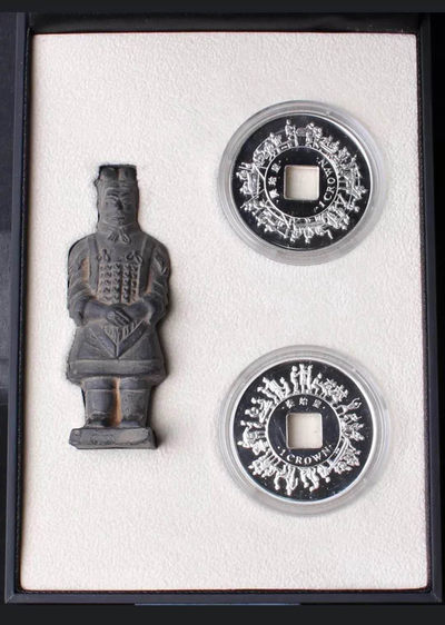 【随心拍&GetCoins】现代钱币拍卖第五十三期 马恩岛2009年秦始皇兵马俑纪念银币两枚带附件全套两枚
