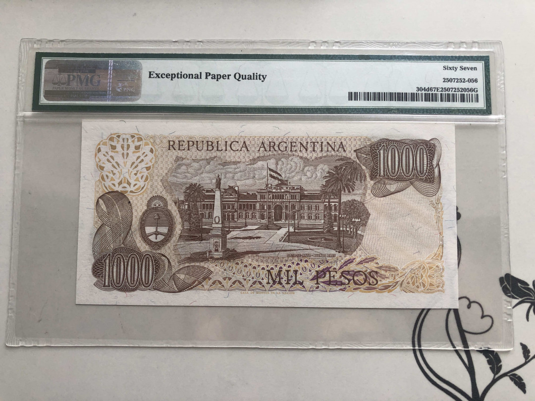 【收藏联盟】第141期拍卖——奥斯陆大学的英杰（共50拍） 【冠军分】阿根廷 1976-83年 1000比索 PMG67EPQ