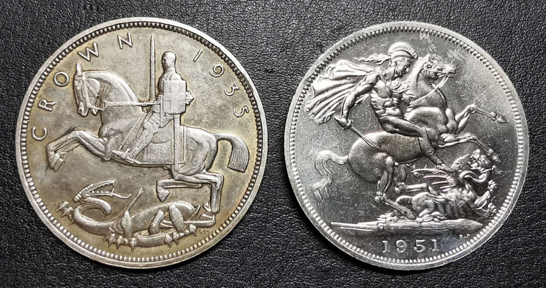 凡希社外币AI第二场 副品调剂 英国乔五乔六马剑银镍一对AU/PROOF