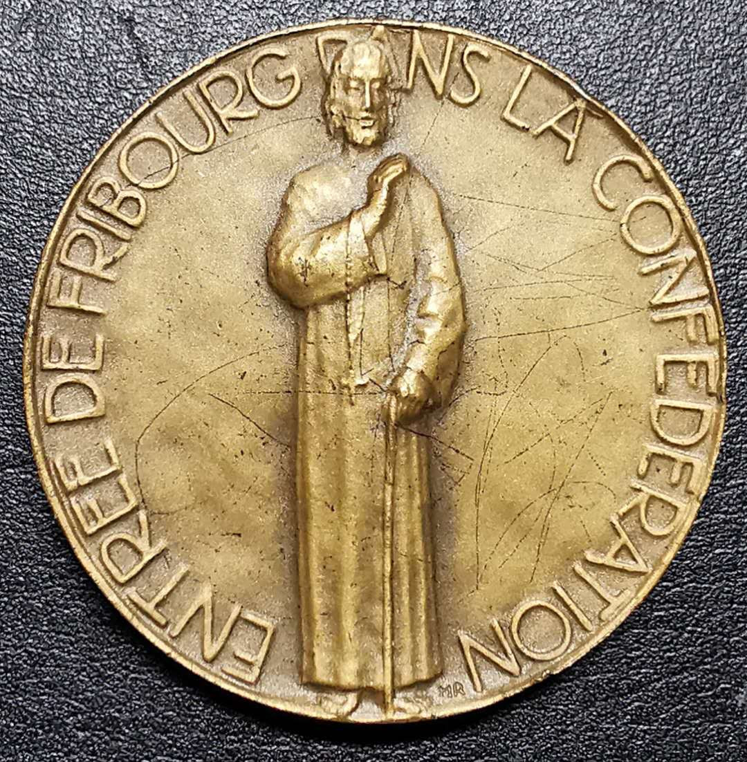 凡希社外币AI第二场 副品调剂 1931瑞士弗里堡联合会成立450周年纪念铜章UNC