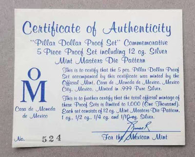 【随心拍&GetCoins】现代钱币拍卖第五十三期 墨西哥1988年双柱银币”经典复刻版银币五枚