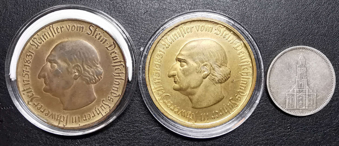 凡希社外币AI第二场 副品调剂 威斯特伐利亚马币10000马克一对UNC附赠教堂5马克