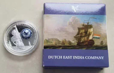 【随心拍&GetCoins】现代钱币拍卖第五十三期 库克2014年“东印度公司青花瓷”镶嵌银币