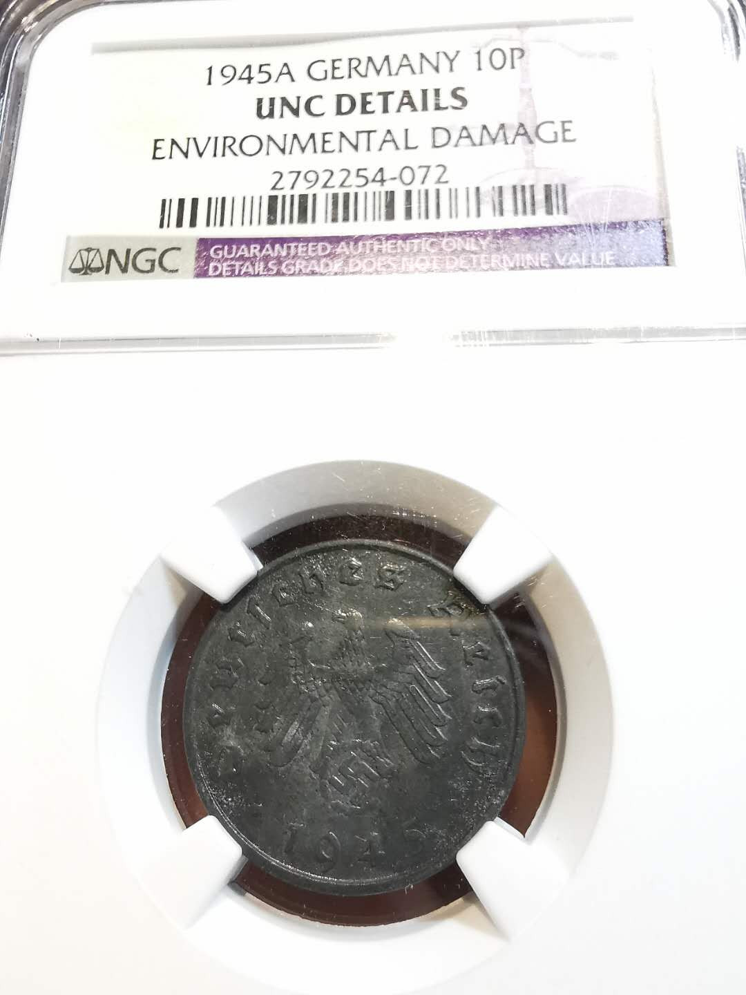 凡希社外币AI第二场 副品调剂 1945德国10芬尼锌币NGC-UNCD