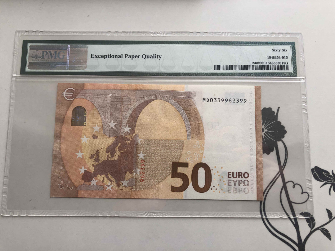 【收藏联盟】第141期拍卖——奥斯陆大学的英杰（共50拍） 欧盟 2017年50欧元 三签 PMG66EPQ 葡萄牙版