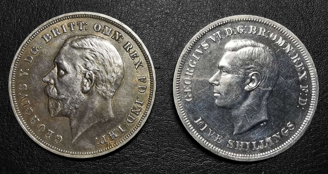 凡希社外币AI第二场 副品调剂 英国乔五乔六马剑银镍一对AU/PROOF