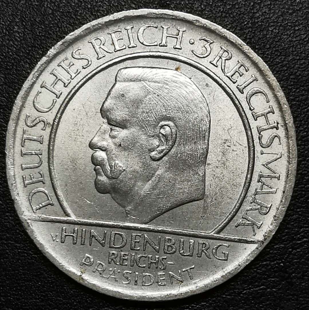 凡希社外币AI第二场 副品调剂 1929魏玛德国兴登堡3马克UNC