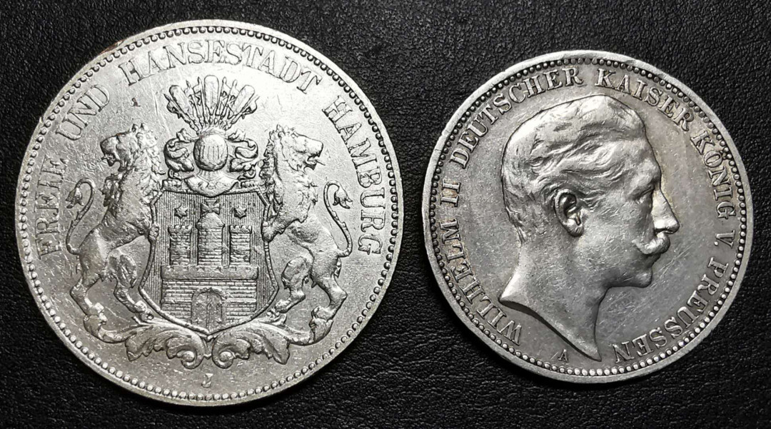 凡希社外币AI第二场 副品调剂 普鲁士汉堡3/5马克一对