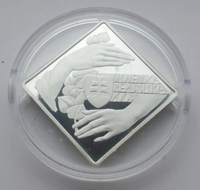 【随心拍&GetCoins】现代钱币拍卖第五十三期 斯洛伐克2003年独立10周年方形地图大银币