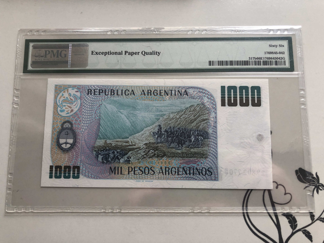 【收藏联盟】第141期拍卖——奥斯陆大学的英杰（共50拍） 阿根廷 1984年 1000比索 PMG66EPQ