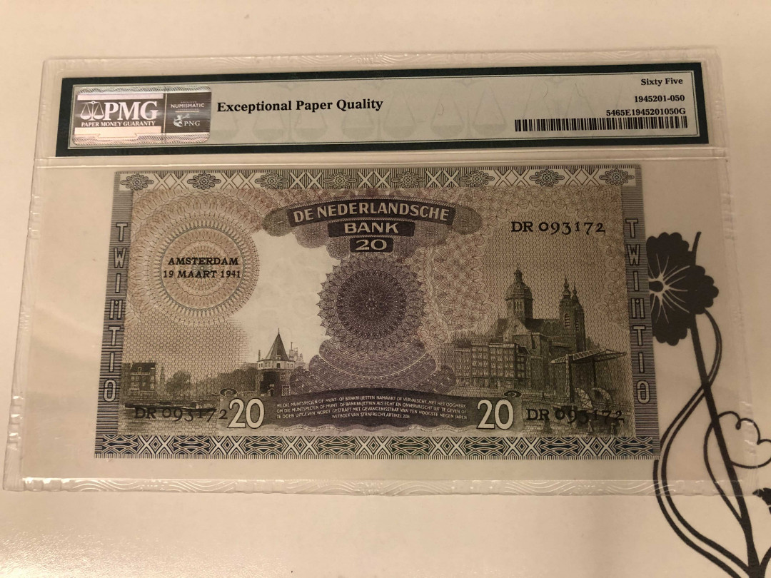 【收藏联盟】第141期拍卖——奥斯陆大学的英杰（共50拍） 荷兰 1939-41年20盾 PMG65EPQ 摄政王艾玛