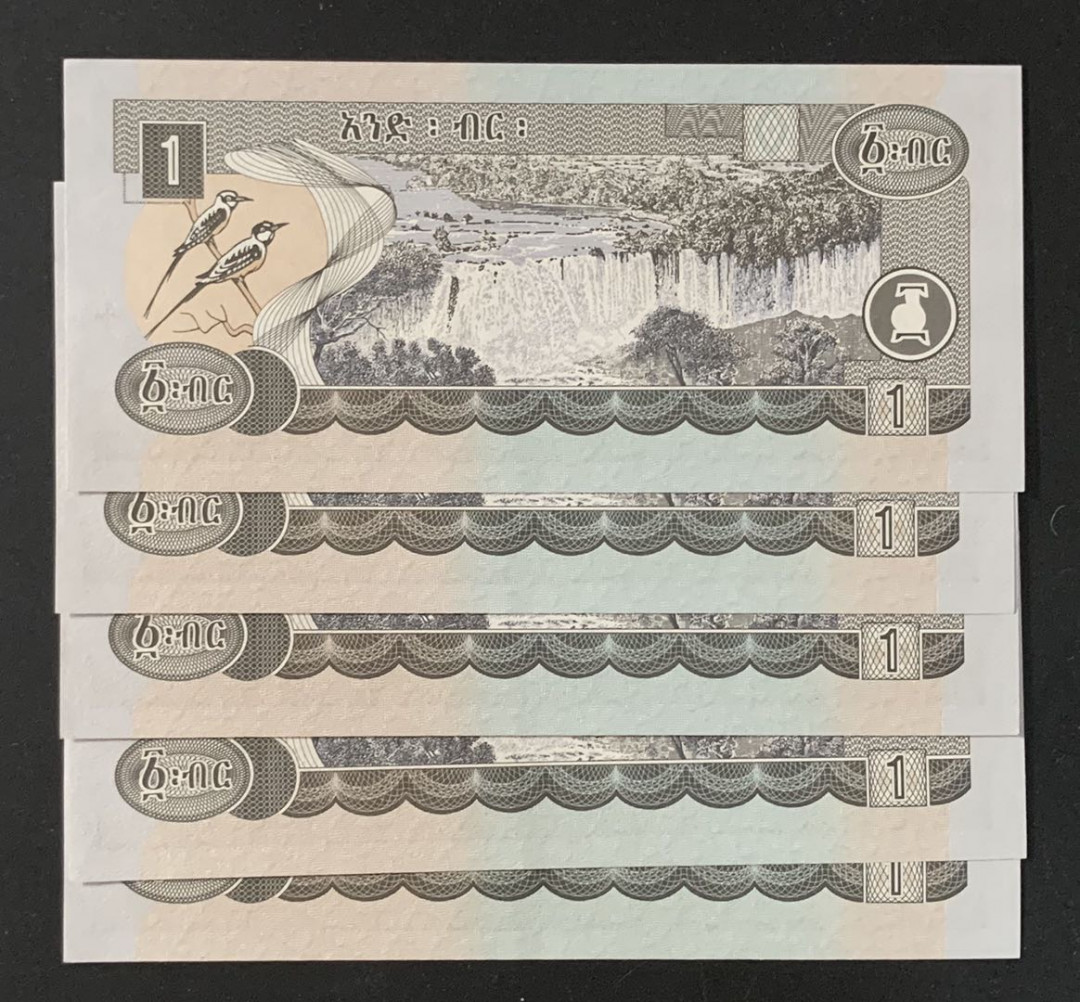 紫瑗钱币—微拍第69期 —纸币场 埃塞俄比亚 1998年 1比尔 5枚一组 UNC  P-46d