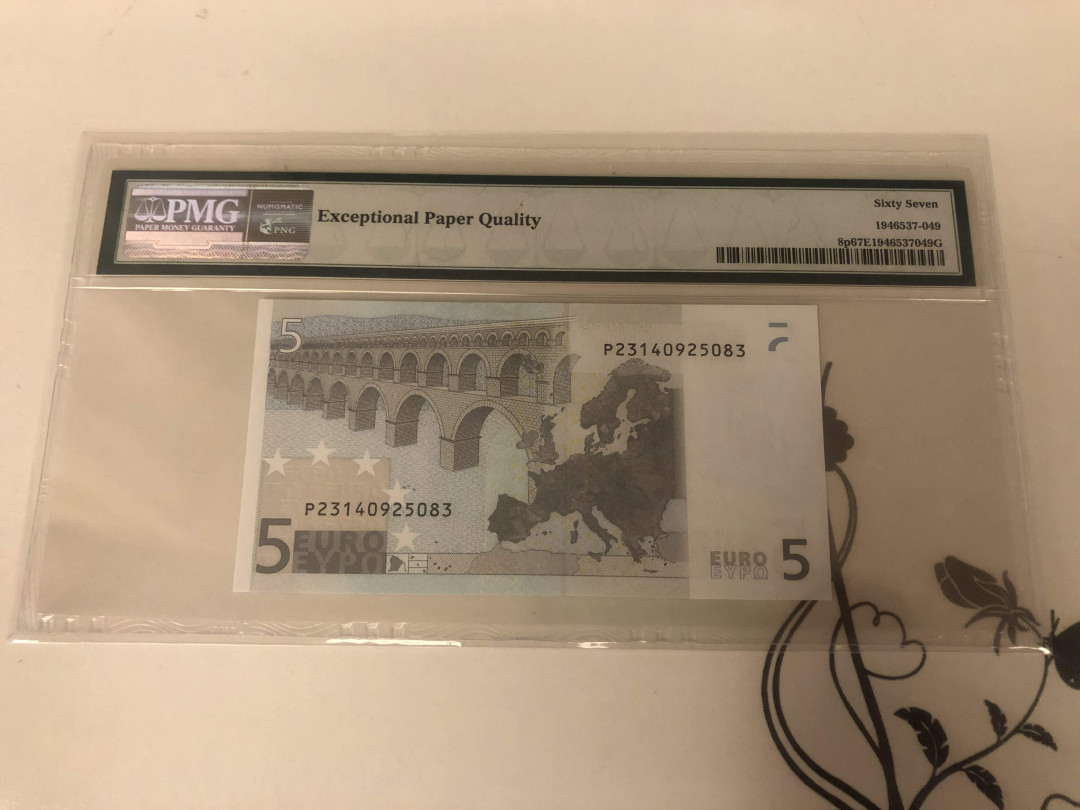 【收藏联盟】第142期拍卖——地中海心脏（共50拍） 欧盟 荷兰版 二签 2002年5欧元 PMG67EPQ
