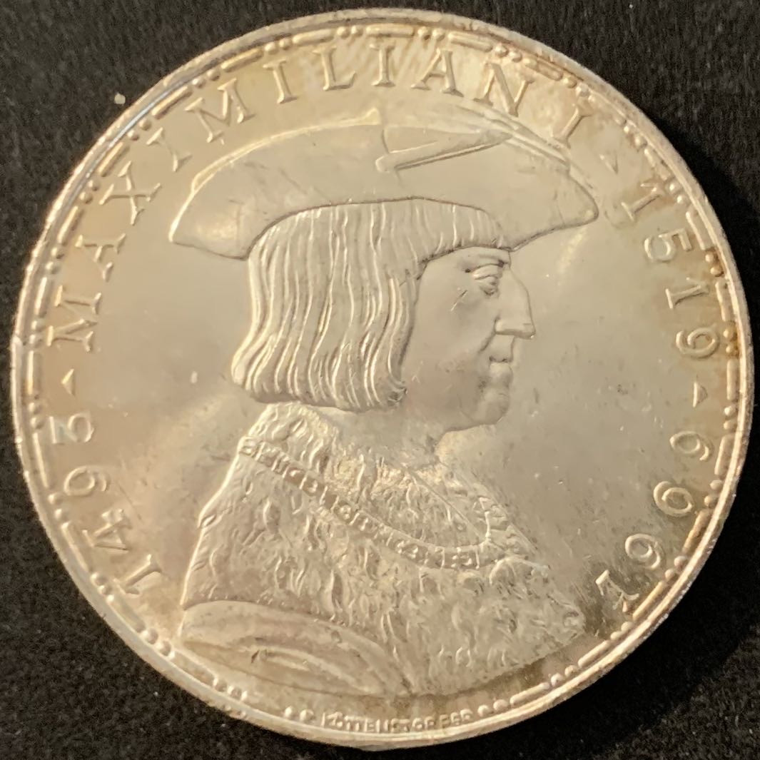 紫瑗钱币—微拍第70期  奥地利 1969年 马克西米安诞辰450周年 50先令 20克 0.9银 UNC