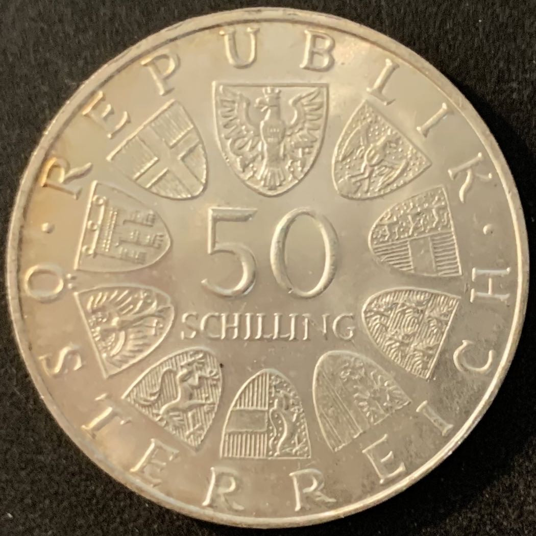 紫瑗钱币—微拍第70期  奥地利 1969年 马克西米安诞辰450周年 50先令 20克 0.9银 UNC