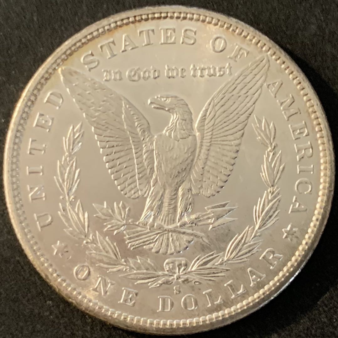 紫瑗钱币—微拍第70期  美国 1881年 S版 摩根 大头妹 1美元 26.73克 0.9银 UNC