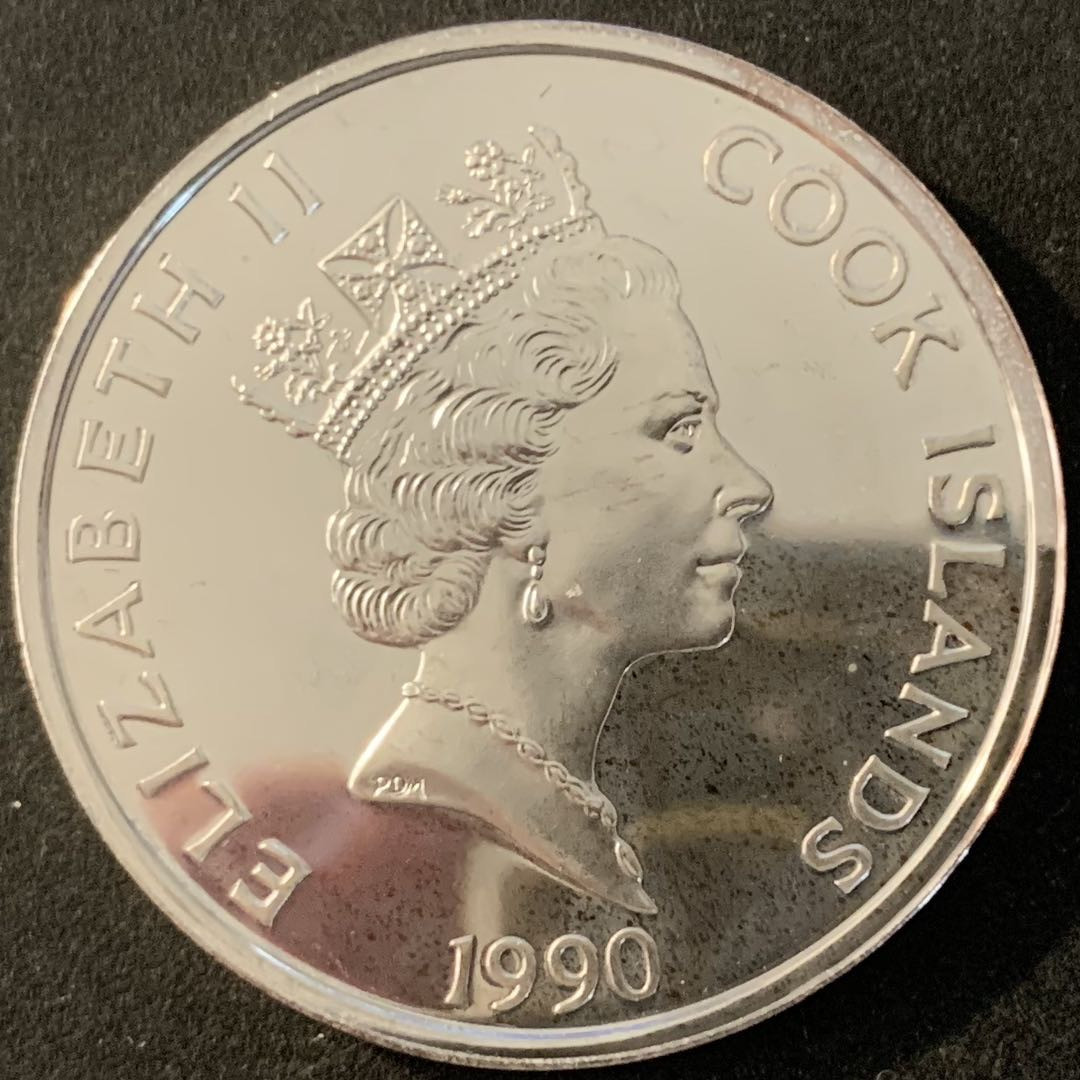 紫瑗钱币—微拍第70期  库克群岛 1990年 发现美洲500周年 50元 31.35克 0.925银 精制 6