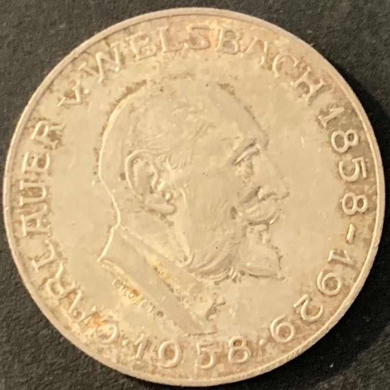 紫瑗钱币—微拍第70期  奥地利 1958年 化学家奥尔诞辰100周年 25先令 13克 0.8银