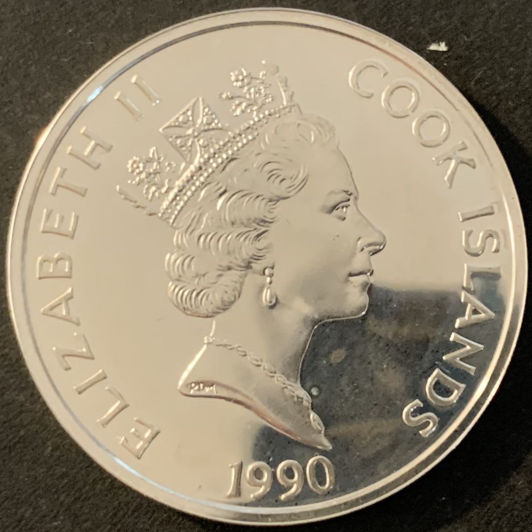 紫瑗钱币—微拍第70期  库克群岛 1990年 发现美洲500周年 50元 31.35克 0.925银 精制 5