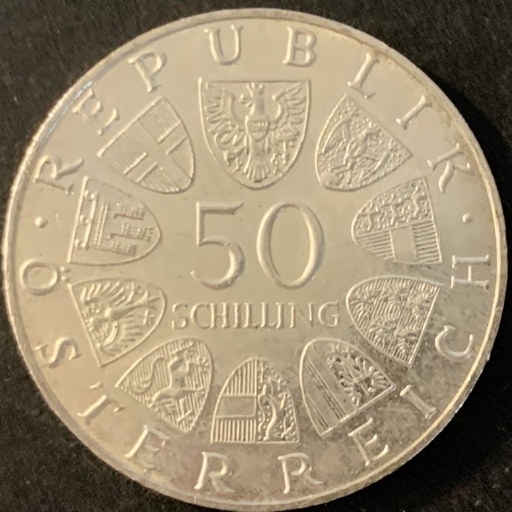 紫瑗钱币—微拍第70期  奥地利 1970年  总统 卡尔蕾纳 50先令 20克 0.9银