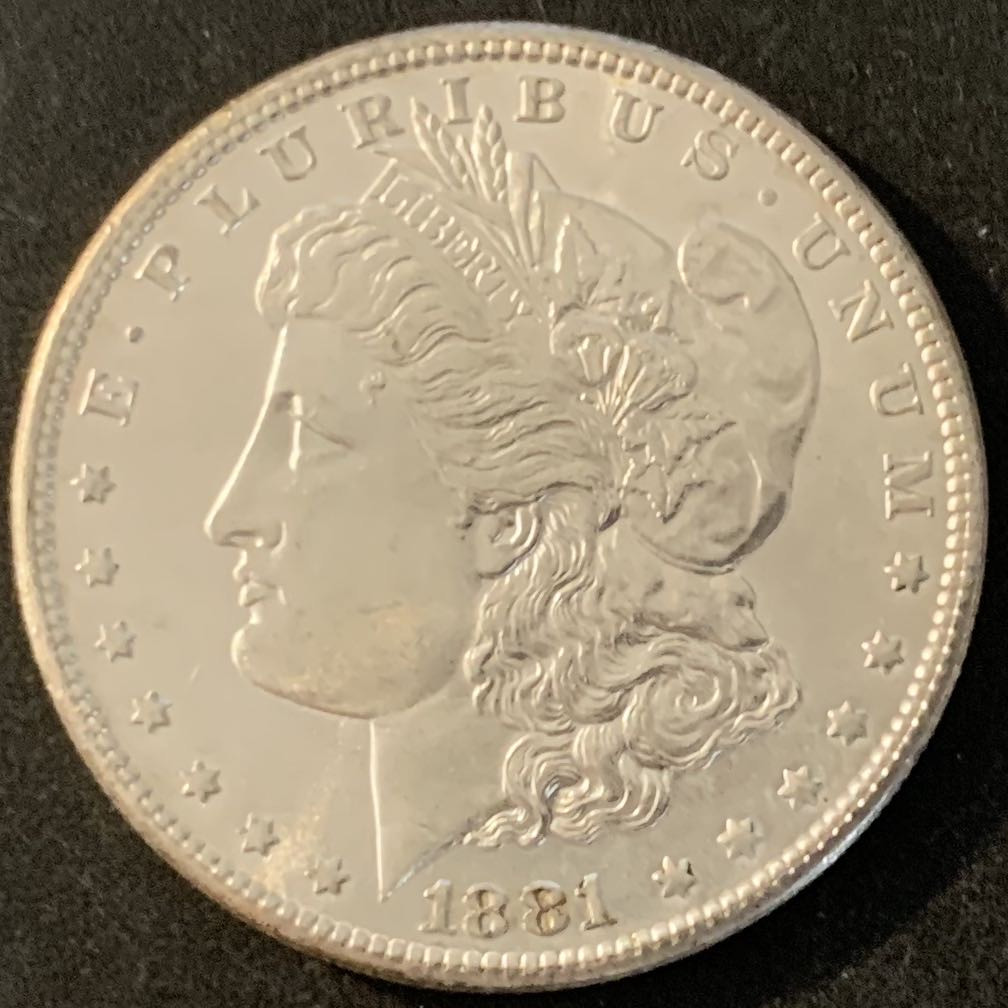 紫瑗钱币—微拍第70期  美国 1881年 S版 摩根 大头妹 1美元 26.73克 0.9银 UNC