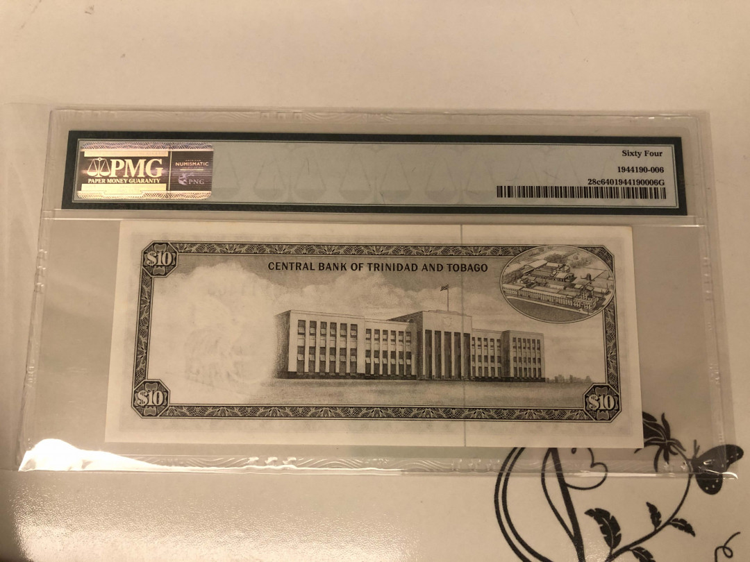 【收藏联盟】第142期拍卖——地中海心脏（共50拍） 特立尼达和多巴哥 1964年10元 PMG64 女王