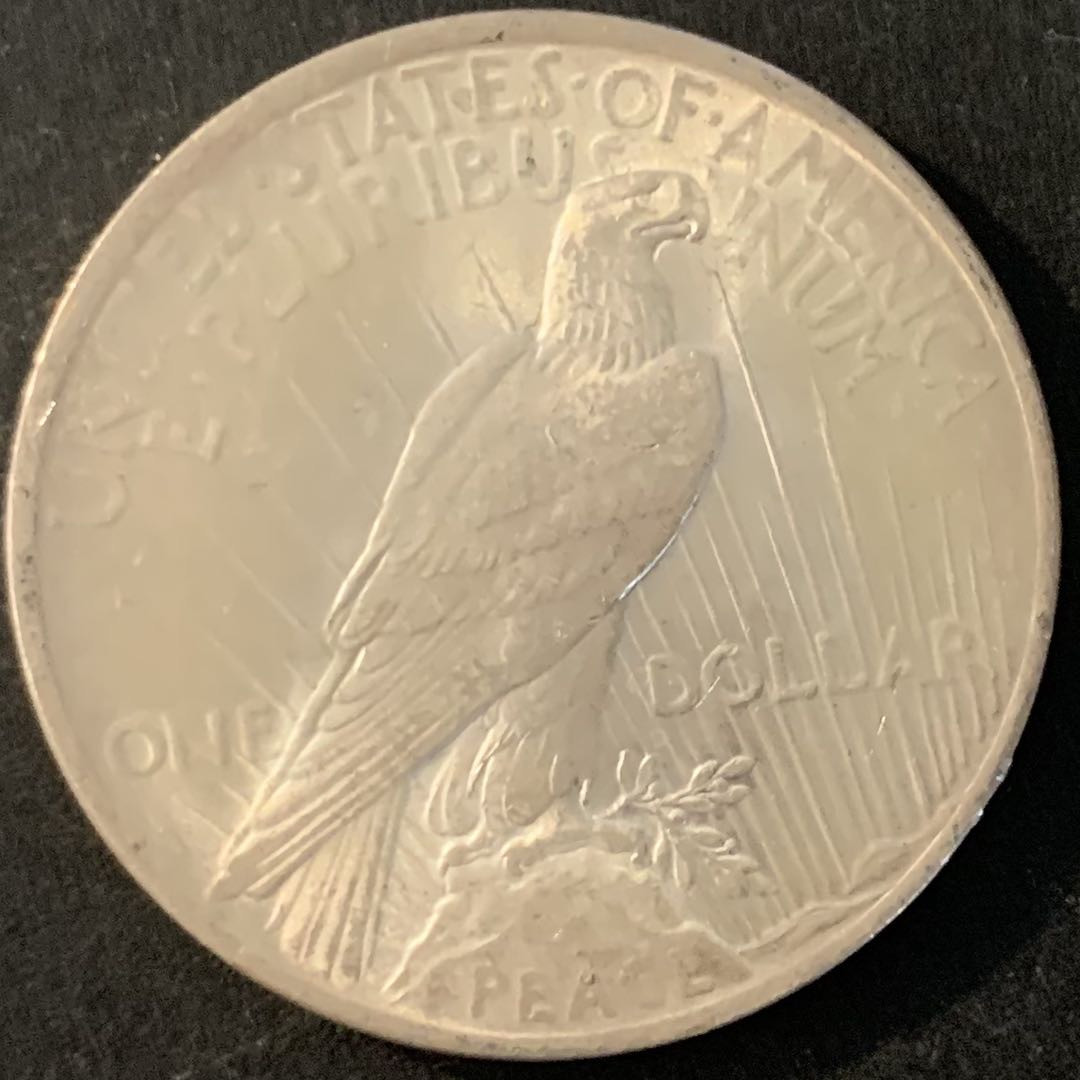 紫瑗钱币—微拍第70期  美国 1923年 和平鸽 1美元 26.73克 0.9银 UNC 曝光